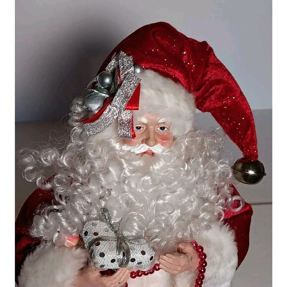 Santa Shelf Sitter Handmade Resin Face Hands Boots 14" - Picture 2 of 16